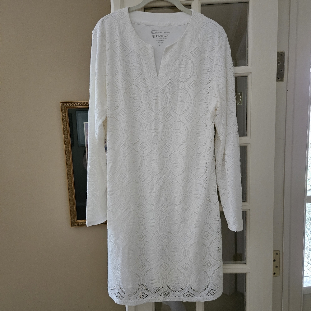Coolibar | UPF 50+ Crochet White Tunic Dress